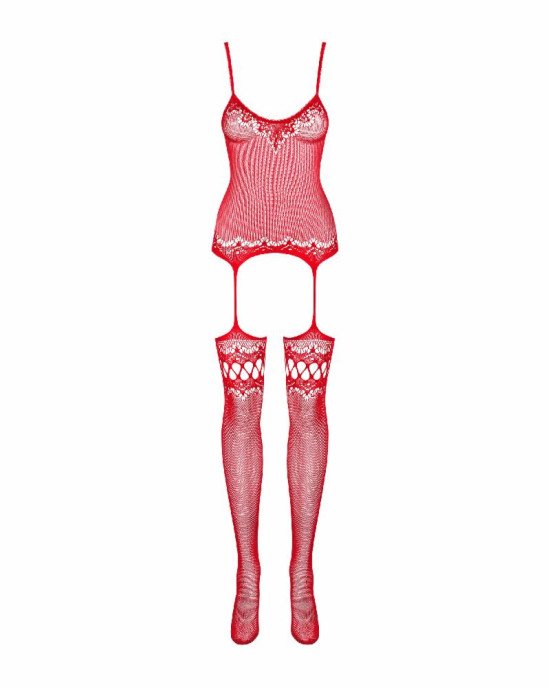 Бодістокінг - Obsessive F214 Bodystocking Red S/M/L Бодістокінг - Obsessive F214 Bodystocking Red S/M/L