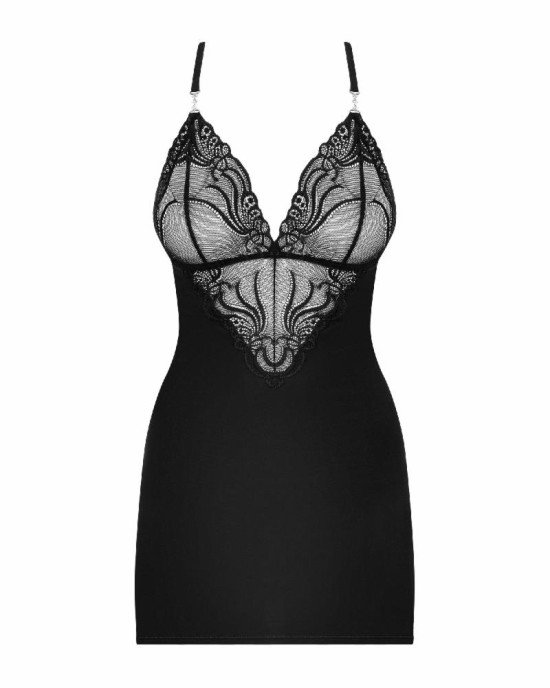 Пеньюар - Obsessive 828-CHE-1 Chemise & Thong Black L/XL