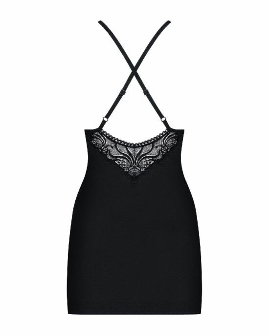 Пеньюар - Obsessive 828-CHE-1 Chemise & Thong Black L/XL