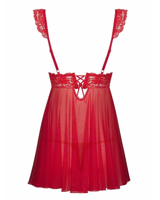 Пеньюар - Obsessive 863-BAB-3 Babydoll & Thong Red S/M Пеньюар - Obsessive 863-BAB-3 Babydoll & Thong Red S/M