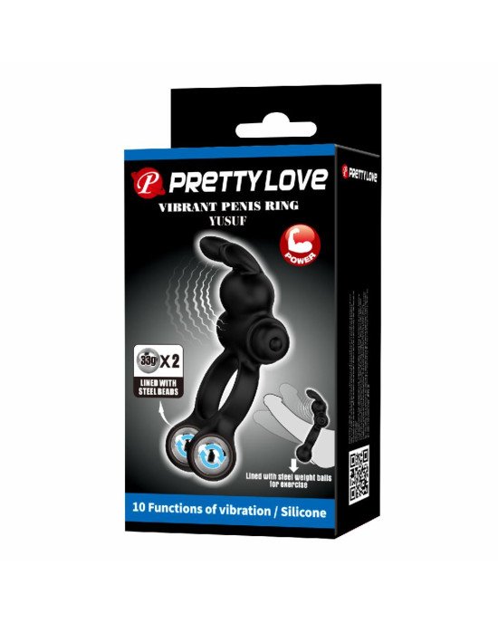 Ерекційне кільце - Pretty Love Vibrant Penis Ring Yusuf Black Ерекційне кільце - Pretty Love Vibrant Penis Ring Yusuf Black