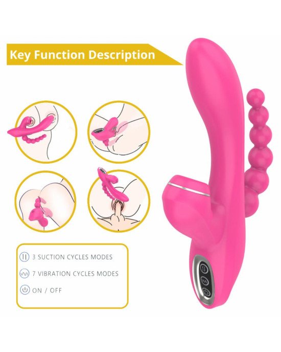 Вібратор - Erospace Sweet Play Sucking Vibrator With Anal Beads A3 Вібратор - Erospace Sweet Play Sucking Vibrator With Anal Beads A3