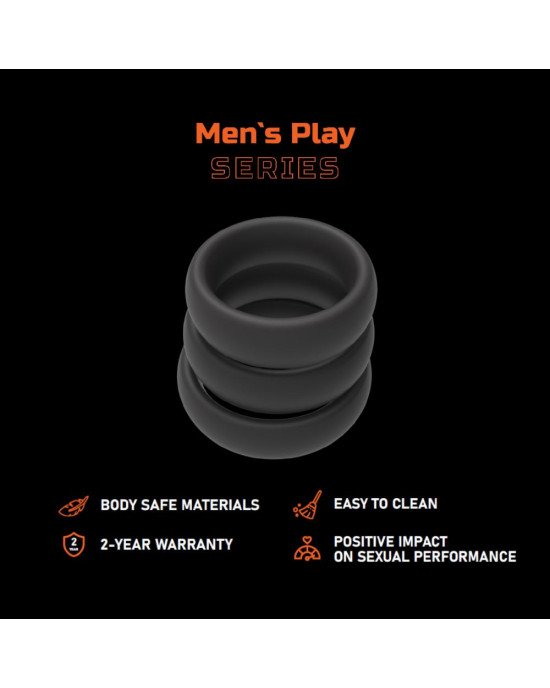 Набір ерекційних кілець - Erospace Men’s Play Set Of 3 Cock Rings B9 Набір ерекційних кілець - Erospace Men’s Play Set Of 3 Cock Rings B9