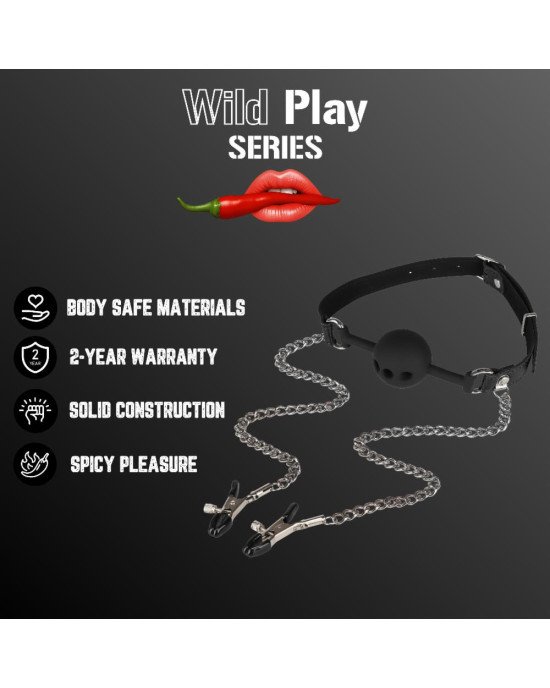 Набір БДСМ - Erospace Wild Play Mouth Gag With Nipple Clamps C15 Набір БДСМ - Erospace Wild Play Mouth Gag With Nipple Clamps C15