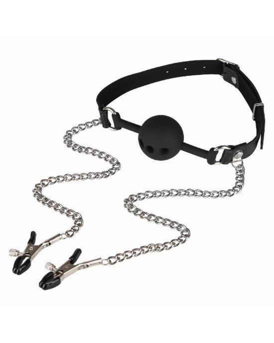 Набір БДСМ - Erospace Wild Play Mouth Gag With Nipple Clamps C15 Набір БДСМ - Erospace Wild Play Mouth Gag With Nipple Clamps C15