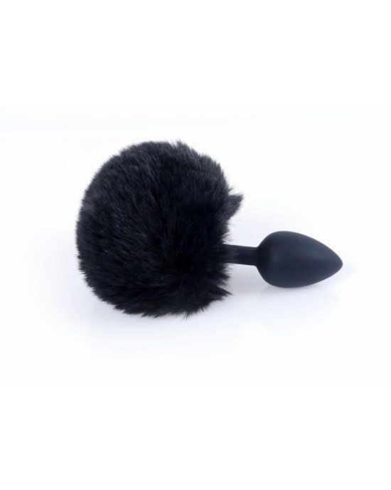 Анальна пробка - Jewellery Silicon Plug  Bunny Tail Black