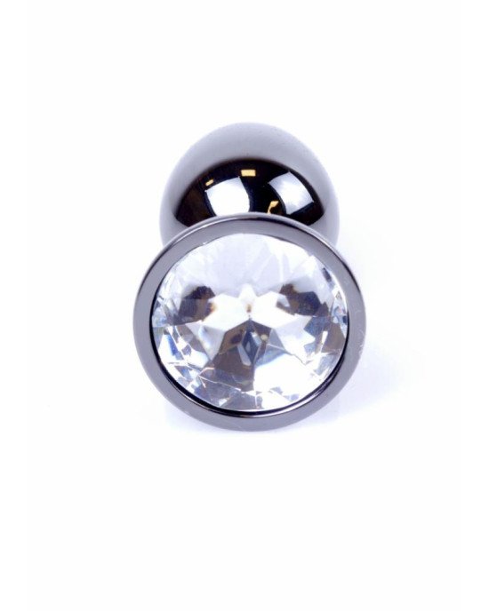 Анальна пробка - Jewellery Dark Silver Plug Clear Анальна пробка - Jewellery Dark Silver Plug Clear