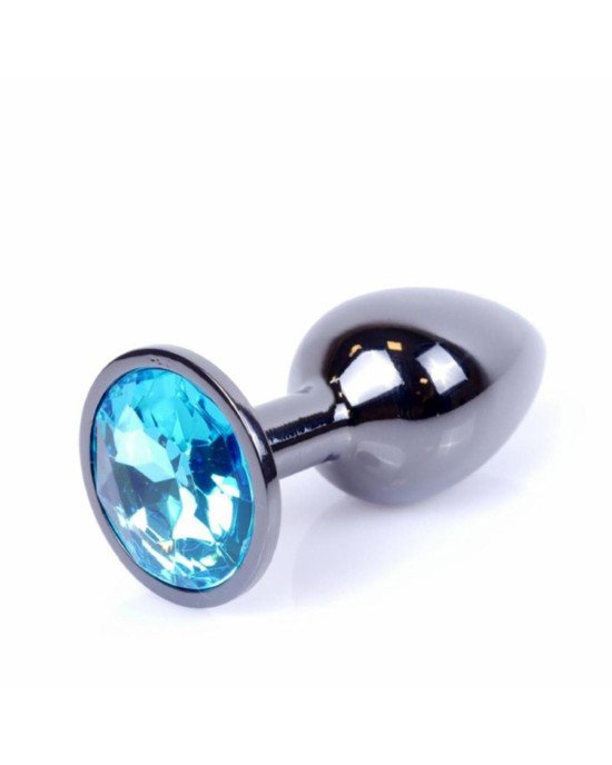 Анальна пробка - Jewellery Dark Silver PLUG- Light Blue Анальна пробка - Jewellery Dark Silver PLUG- Light Blue