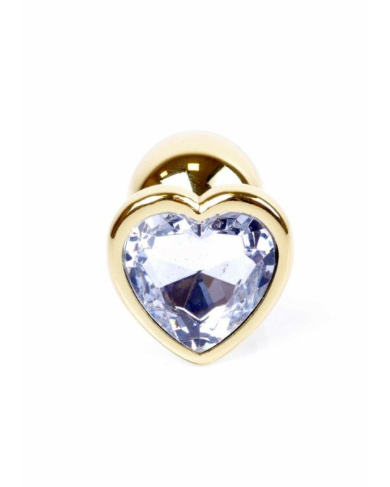 Анальна пробка - Jewellery Gold Heart Plug Clear