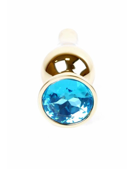 Анальна пробка - Jewellery Gold Butt Plug Light Blue Анальна пробка - Jewellery Gold Butt Plug Light Blue