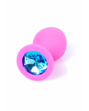 Анальна пробка - Pink Silicon Plug Medium Light Blue Diamond Анальна пробка - Pink Silicon Plug Medium Light Blue Diamond