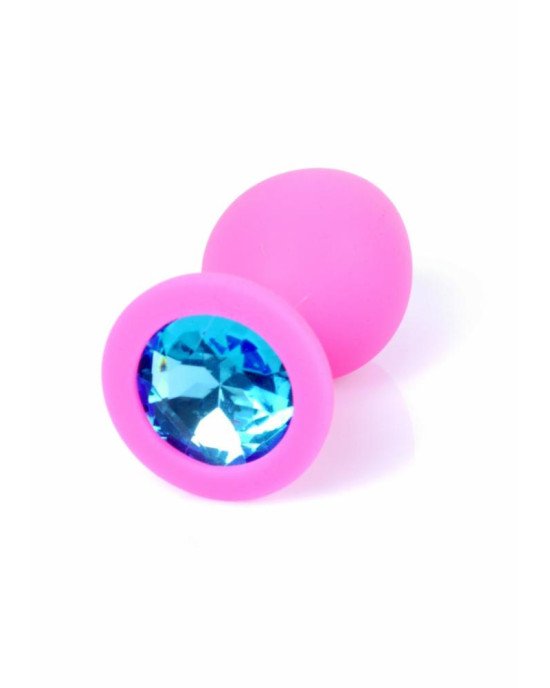 Анальна пробка - Pink Silicon Plug Medium Light Blue Diamond Анальна пробка - Pink Silicon Plug Medium Light Blue Diamond