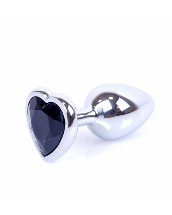 Анальна пробка - Jewellery Silver Heart Plug Black Анальна пробка - Jewellery Silver Heart Plug Black