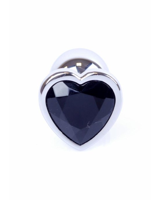 Анальна пробка - Jewellery Silver Heart Plug Black Анальна пробка - Jewellery Silver Heart Plug Black