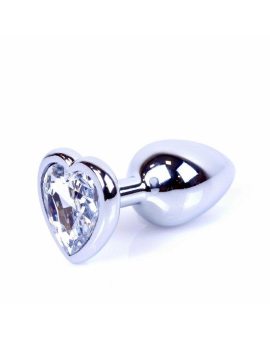Анальна пробка - Jewellery Silver Heart Plug Clear