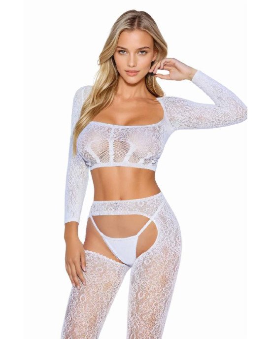 Бодістокінг - Bodystocking 2078, white - One Size Бодістокінг - Bodystocking 2078, white - One Size