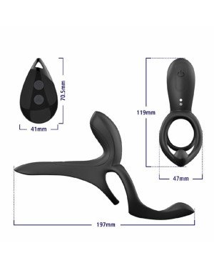 Вібраційне кільце - Erospace Men’s Play Vibrating Cock Ring With Clitoral & Taint Stimulation B11 Вібраційне кільце - Erospace Men’s Play Vibrating Cock Ring With Clitoral & Taint Stimulation B11