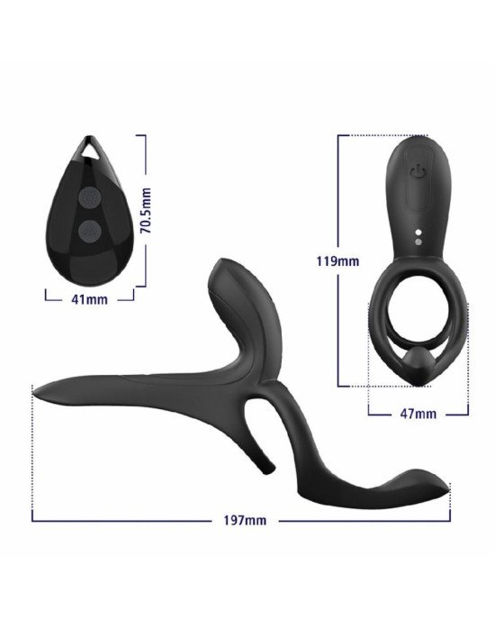 Вібраційне кільце - Erospace Men’s Play Vibrating Cock Ring With Clitoral & Taint Stimulation B11 Вібраційне кільце - Erospace Men’s Play Vibrating Cock Ring With Clitoral & Taint Stimulation B11