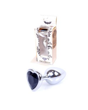 Анальна пробка - Jewellery Silver Heart Plug Black