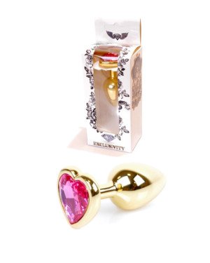 Анальна пробка - Jewellery Gold Heart Plug Pink