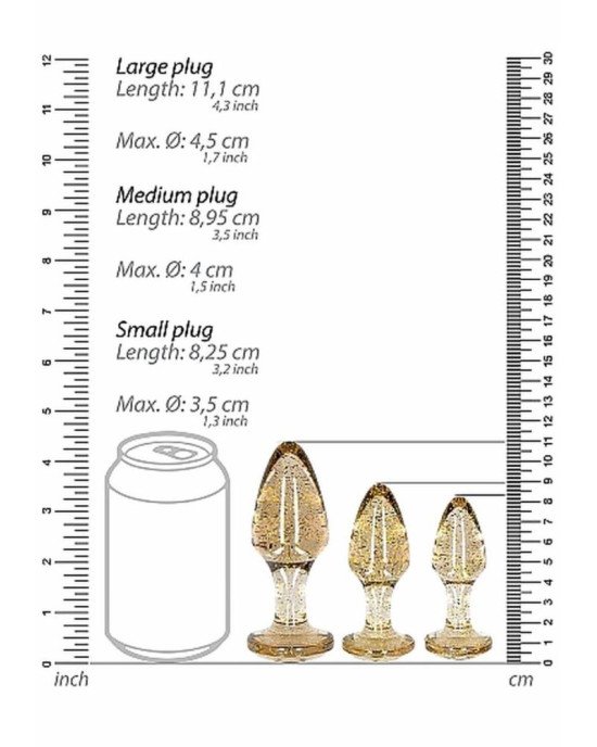 Набір анальних пробок - Ouch! Acrylic Golden Glitter Butt Plug Set