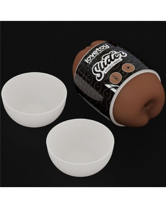 Мастурбатор - Slider Double-Ended Masturbator Vagina and Anus Brown Мастурбатор - Slider Double-Ended Masturbator Vagina and Anus Brown