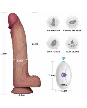 Реалістичний вібратор - Vibrating Sliding Skin Pro II Dual Layer Silicone Dong 10