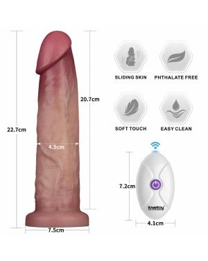 Реалістичний вібратор - Vibrating Sliding Skin Pro II Dual Layer Silicone Dong 9