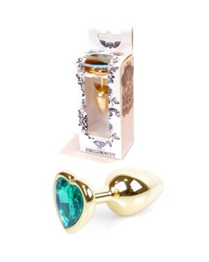 Анальна пробка - Jewellery Gold  Heart PLUG- Green