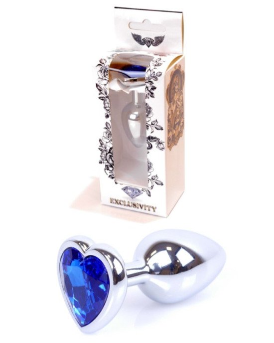 Анальна пробка - Jewellery Silver Heart PLUG- Dark Blue Анальна пробка - Jewellery Silver Heart PLUG- Dark Blue