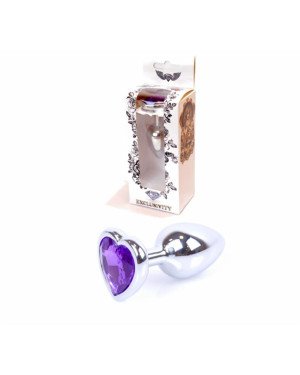 Анальна пробка - Jewellery Silver  Heart PLUG- Purple
