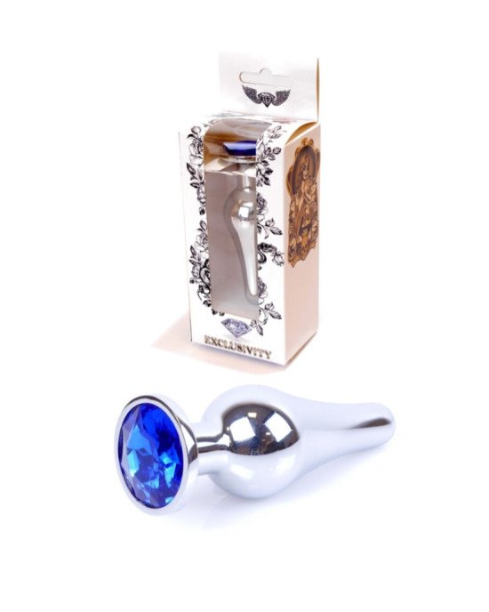 Анальна пробка - Jewellery Silver BUTT PLUG- Dark Blue Анальна пробка - Jewellery Silver BUTT PLUG- Dark Blue