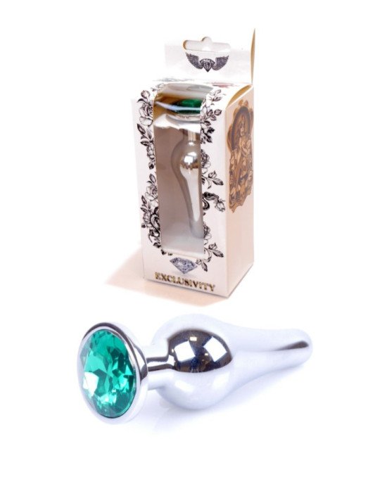 Анальна пробка - Jewellery Silver BUTT PLUG- Green Анальна пробка - Jewellery Silver BUTT PLUG- Green