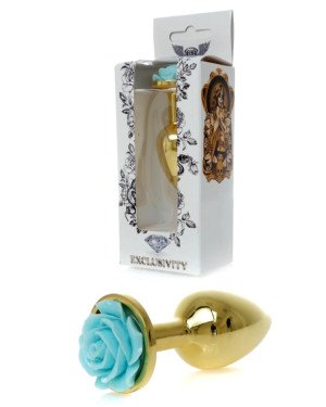 Анальна пробка - Jewellery Gold PLUG ROSE- Light Blue