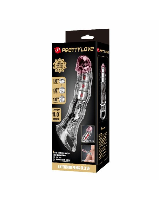 Подовжуюча насадка на член - Pretty Love Extension Penis Sleeve Clear, 28 см