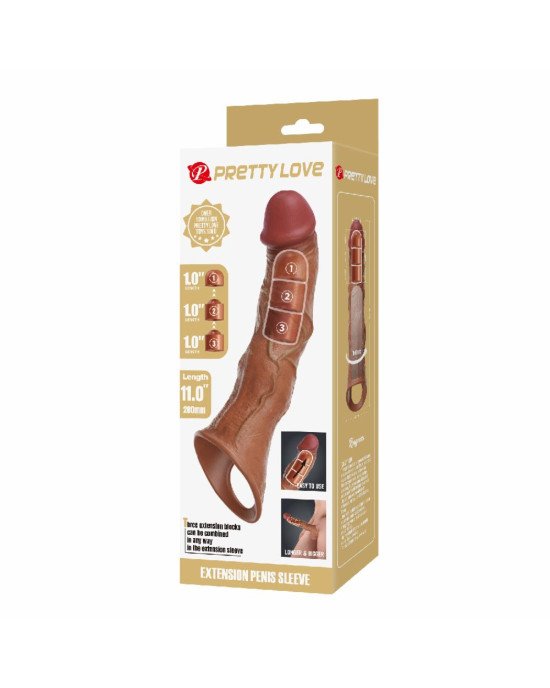 Подовжуюча насадка на член - Pretty Love Extension Penis Sleeve Latin, 28 см Подовжуюча насадка на член - Pretty Love Extension Penis Sleeve Latin, 28 см