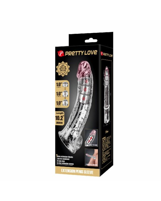Подовжуюча насадка на член - Pretty Love Extension Penis Sleeve Clear, 26 см Подовжуюча насадка на член - Pretty Love Extension Penis Sleeve Clear, 26 см