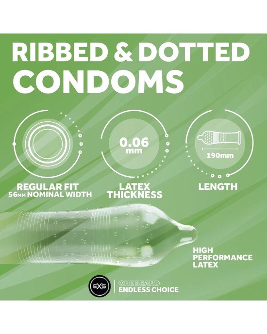 Презерватив - EXS Ribbed And Dotted Condom, 1 шт. Презерватив - EXS Ribbed And Dotted Condom, 1 шт.