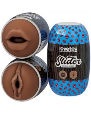 Мастурбатор - Slider Double-Ended Masturbator Mouth and Vagina Brown