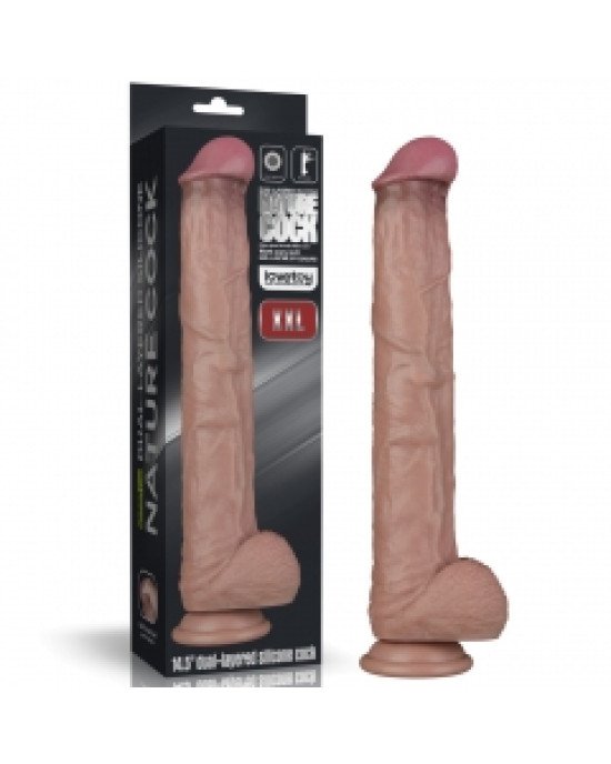 Фалоімітатор - Dual Layered Bendable Silicone Cock XXL 14.5'' Flesh Фалоімітатор - Dual Layered Bendable Silicone Cock XXL 14.5'' Flesh