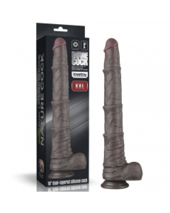 Фалоімітатор - Dual Layered Bendable Silicone Cock XXL 16'' Black
