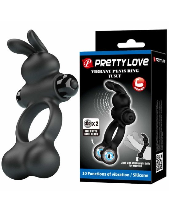 Ерекційне кільце - Pretty Love Vibrant Penis Ring Yusuf Black Ерекційне кільце - Pretty Love Vibrant Penis Ring Yusuf Black