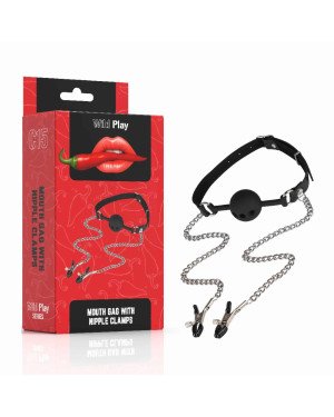 Набір БДСМ - Erospace Wild Play Mouth Gag With Nipple Clamps C15