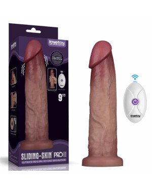 Реалістичний вібратор - Vibrating Sliding Skin Pro II Dual Layer Silicone Dong 9