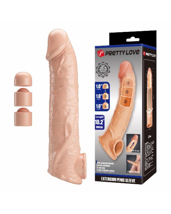 Подовжуюча насадка на член - Pretty Love Extension Penis Sleeve Flesh, 26 см Подовжуюча насадка на член - Pretty Love Extension Penis Sleeve Flesh, 26 см