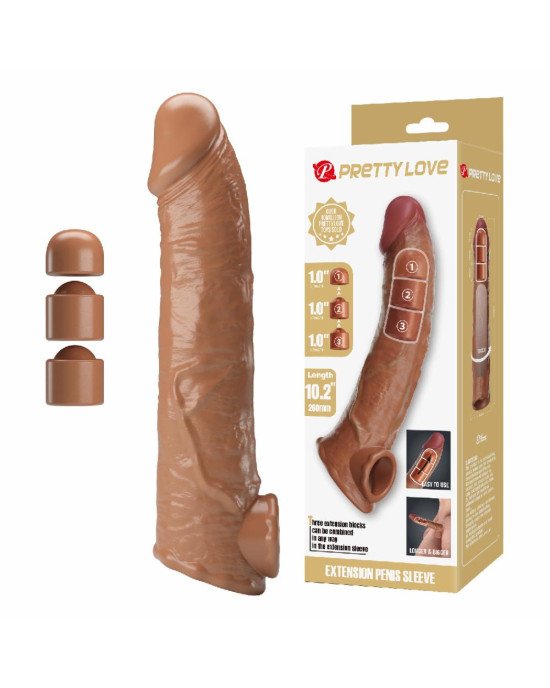 Подовжуюча насадка на член - Pretty Love Extension Penis Sleeve Latin, 26 см Подовжуюча насадка на член - Pretty Love Extension Penis Sleeve Latin, 26 см