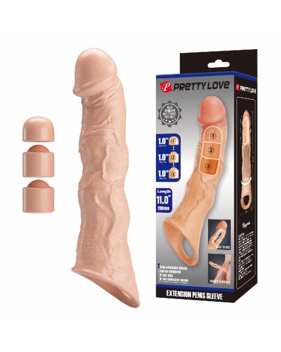 Подовжуюча насадка на член - Pretty Love Extension Penis Sleeve Flesh, 28 см Подовжуюча насадка на член - Pretty Love Extension Penis Sleeve Flesh, 28 см