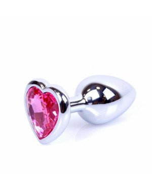 Анальна пробка - Jewellery Silver Heart Plug - Light Pink