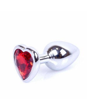 Анальна пробка - Jewellery Silver Heart Plug - Red