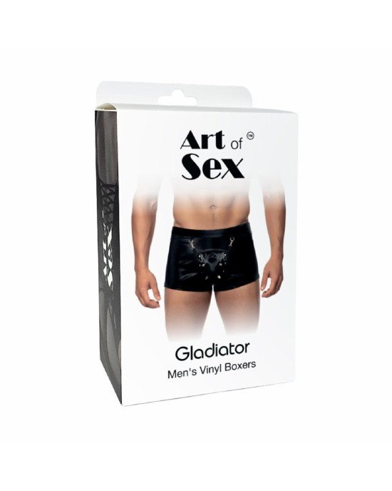 Чоловічі труси з сюрпризом Art of Sex - Gladiator, чорні з ефектом мокрого оксамиту, розмір XL Чоловічі труси з сюрпризом Art of Sex - Gladiator, чорні з ефектом мокрого оксамиту, розмір XL